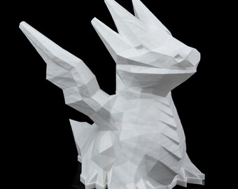 Luminária de dragão impressa em 3D (estilo poligonal de baixa resolução)