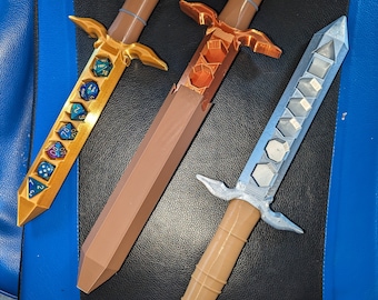 Adaga de dados impressa em 3D com bainha (porta-dados)