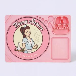 Blazy Susan Pink Dab Tray | Birch Wood | Compact Organizer, Hand-Finished Italian Varnish