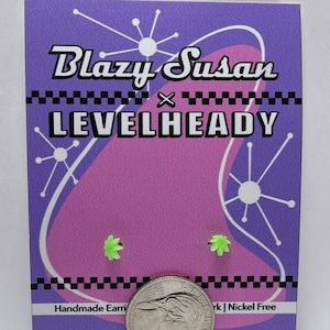 Blazy Susan x Level Heady Miniature Leaf Earrings | Glow-in-the-dark | Collectable
