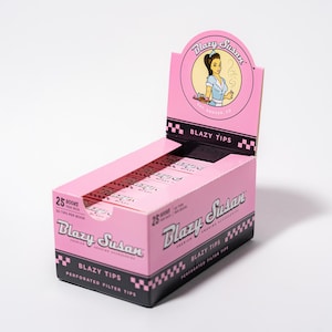 Blazy Susan Filter Tips | Pink, Purple, or Unbleached | Full Box - 25 books per box | Perforated Paper Tips