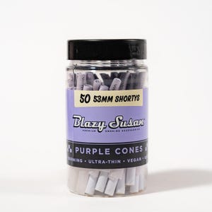 Conos preenrollados Blazy Susan Shorty de 53 mm / Frasco de 50 unidades / Rosa, morado o sin blanquear Purple