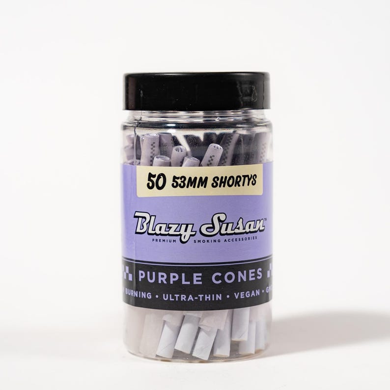 Conos preenrollados Blazy Susan Shorty de 53 mm / Frasco de 50 unidades / Rosa, morado o sin blanquear Purple