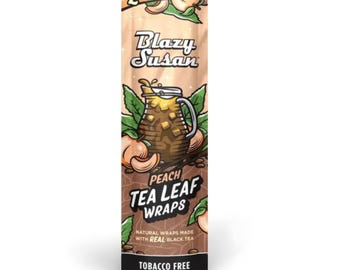 Blazy Susan Peach Tea Leaf Wraps | Single Pack | 2 Slow-Burning Wraps per Pack