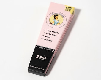 King Size Pre Rolled Cones, 3 Pack | Pink, Purple or Unbleached 109mm | Ultra Thin Vegan Cones, Blazy Susan