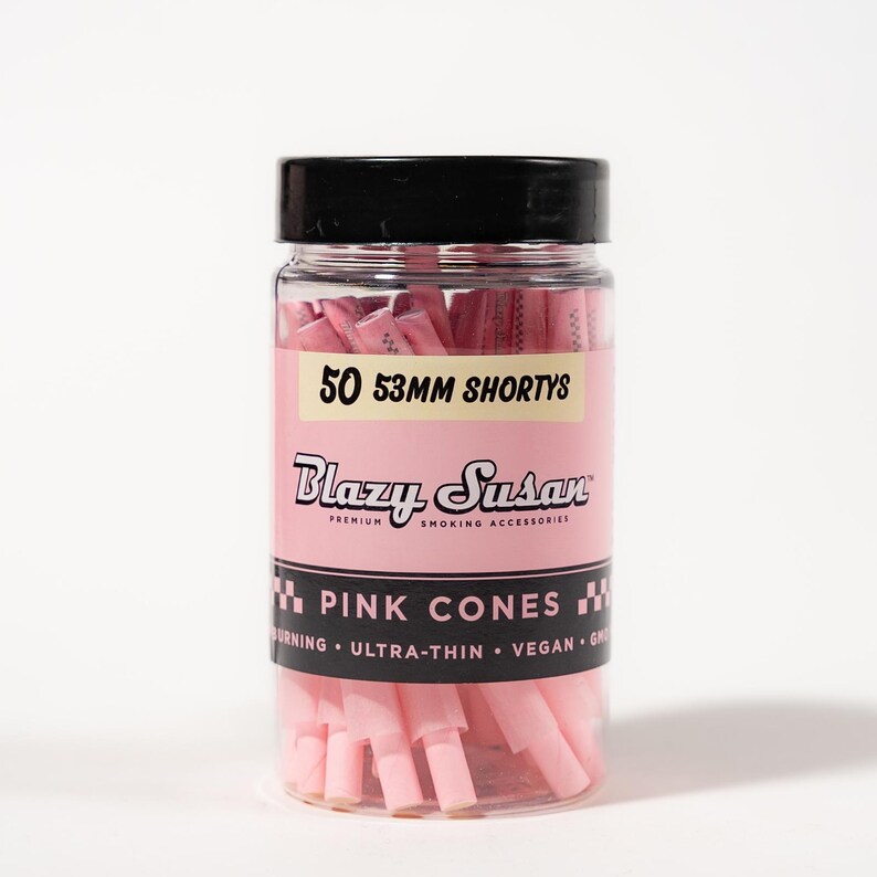 Conos preenrollados Blazy Susan Shorty de 53 mm / Frasco de 50 unidades / Rosa, morado o sin blanquear Pink