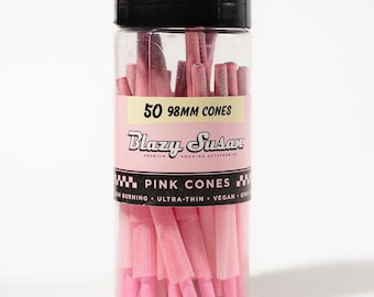 Blazy Susan Pre Rolled Cones, 98mm 50 Count Jar - Pink, Purple, or Unbleached