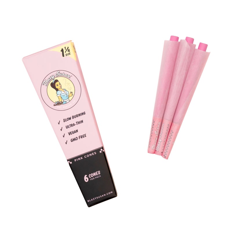 Blazy Pink Cones 1-1\/4 6-Count | Vegan & Non-GMO
