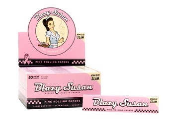 Blazy Pink Papers King Size Slims |  FULL BOX | Vegan & Non-GMO