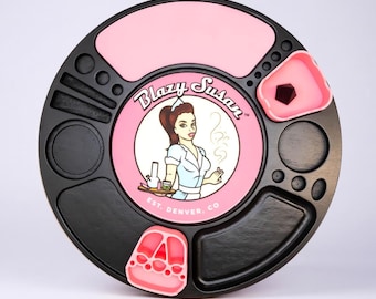 Bandeja giratoria Blazy Susan / Acabado negro / Organizador giratorio, barniz italiano con acabado a mano