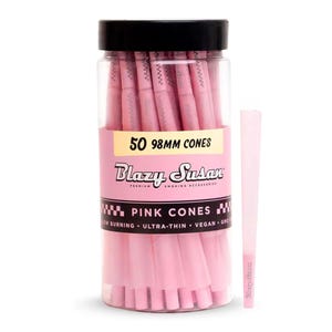 Blazy Susan Pre Rolled Cones, 98mm 50 Count Jar - Pink, Purple, or Unbleached
