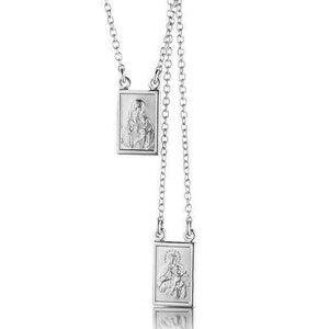 Our Lady of Mt. Carmel & Sacred Heart of Jesus Silver 925 Scapular Necklace Blessed by Pope on request/Escapulario Plata Bendido por el Papa