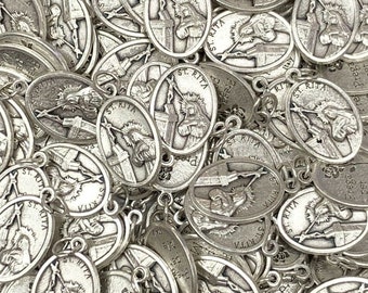 Lot Bulk 15/25/50/100 Pcs. Silver Tone St. Rita of Cascia Medals Pendants Add On Charms-Blessed by Pope upon request/Medallas Santa Rita