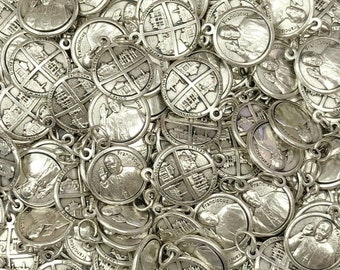 Lot Bulk 10/25/50/100 Pcs Silver Tone Pope Francis Catholic Medals Pendants Add On Charms/Blessed by Pope on request/Medallas Papa Francisco