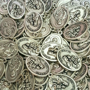 Lote a granel 15/25/50/100 piezas Tono plateado Nuestra Señora Monte Carmelo, Medallas Escapularias del Sagrado Corazón de Jesús/Bendecido por el Papa a pedido/Medallas Escapulario