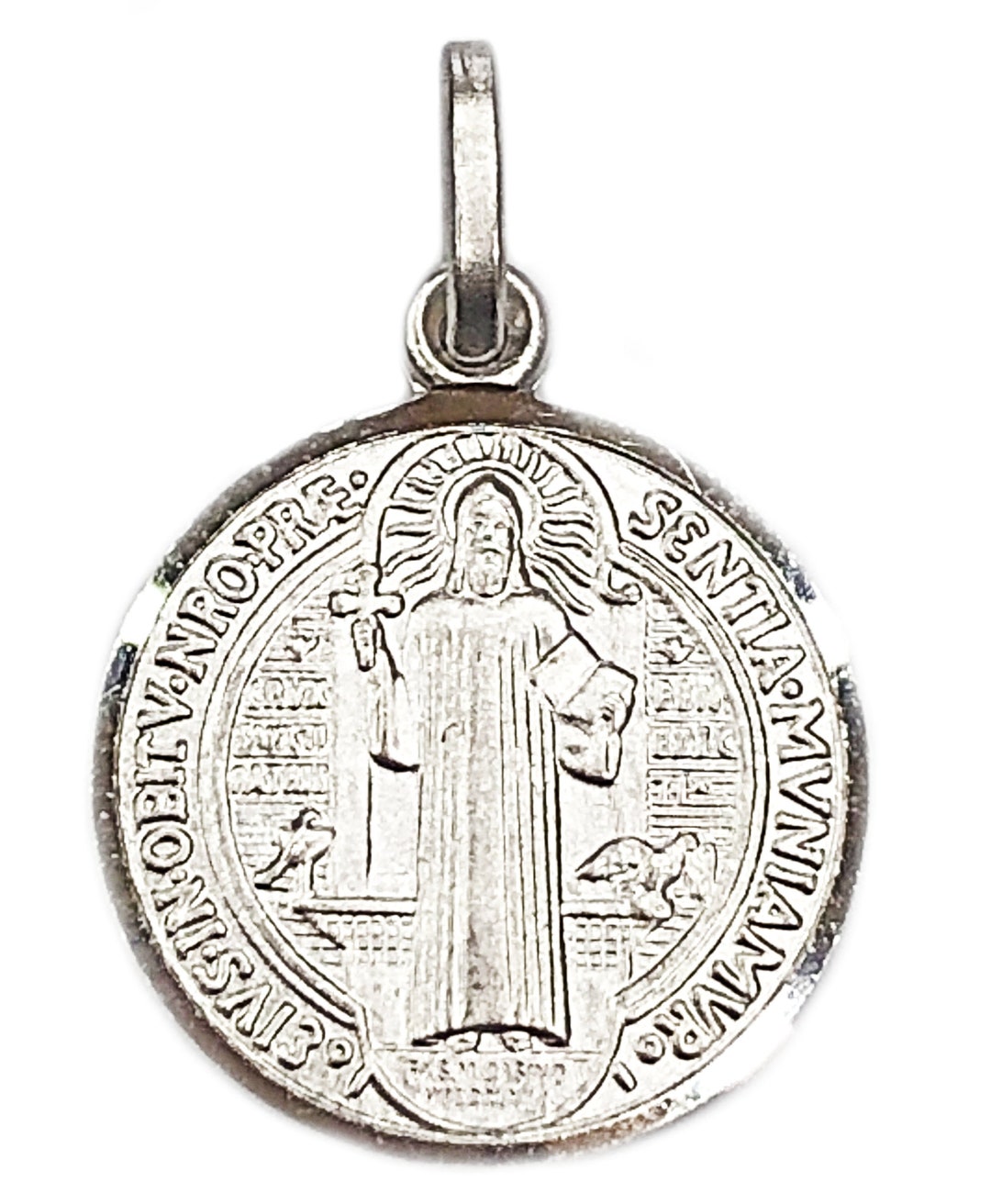 16MM Silver 925 St Benedict Medal Catholic Necklace Pendant - Etsy