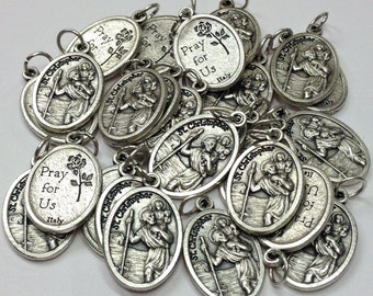 Lot Schütte 15/25/50/100 Stück Silber Tone St Christopher Patron Travelers Medaillen Anhänger / von Papst auf Anfrage gesegnet / Medallas San Cristóbal