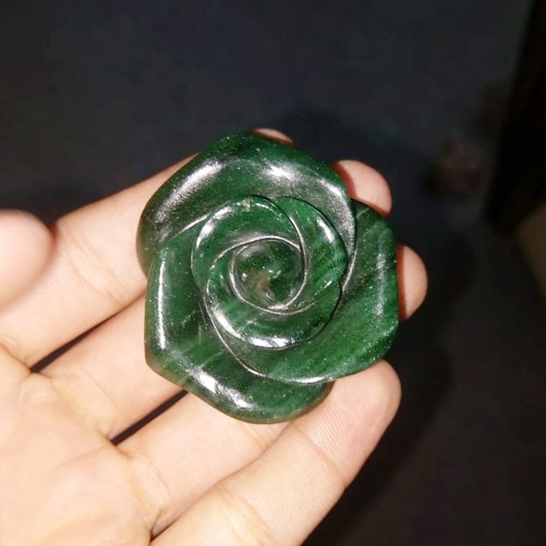 Green Jade Gemstone Carved Rose Flower Beads Jewelry Making Etsy