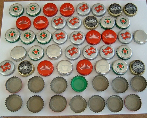 Beer Bottle Caps Unbent Assorted Brands Domestic Imported No Etsy