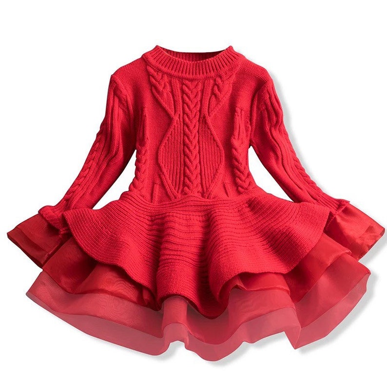 toddler girls outfit Winter Outfit Knitted girl dress Christmas party dress Girl Christmas dress Winter Dress Girls Christmas Outfit