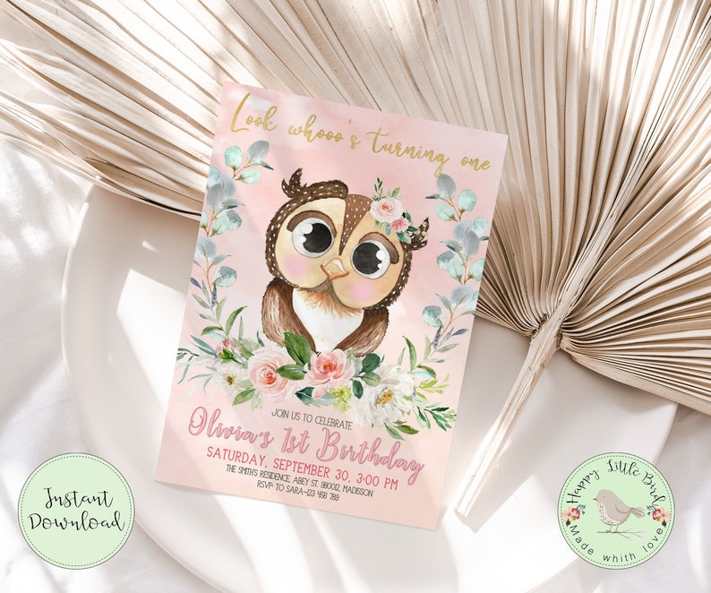 Owl Invitation, Owl Birthday Invitations, Owl Party Invitation, Cute