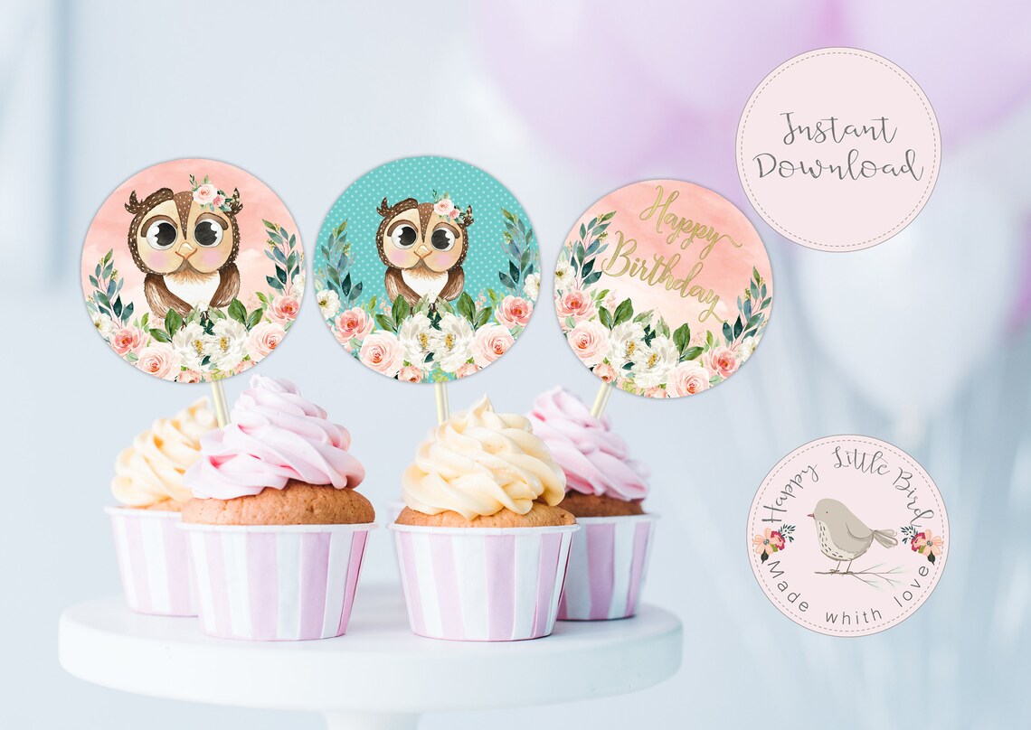 Owl Cupcake Toppers Cake Decorations Cupcake Topper Baby - Etsy