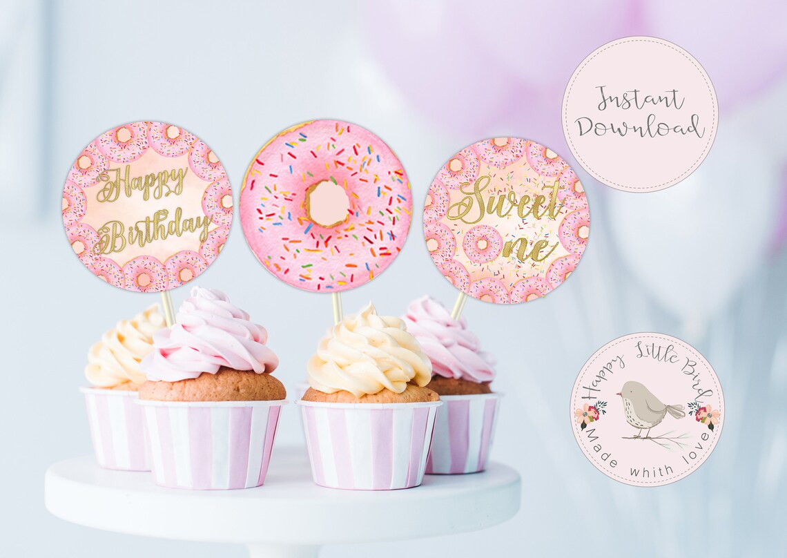 Sweet One Cupcake Toppers, Cake Decorations, Cupcake Topper, Baby