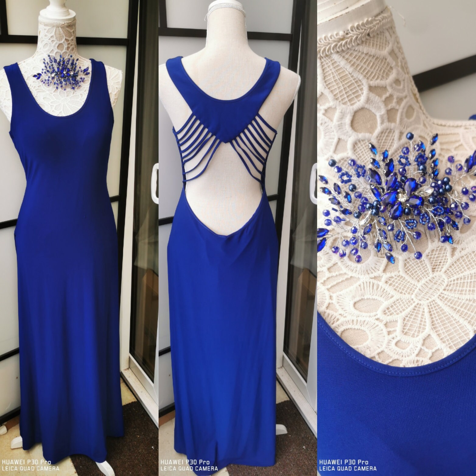 Royal blue dress hot sale with silver accessories