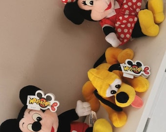Vintage 80's Walt Disney Mickey Mouse, Minnie Mouse, Pluto soft/plushy toys, collectable, gift ideas,Walt Disney World, Disneyland