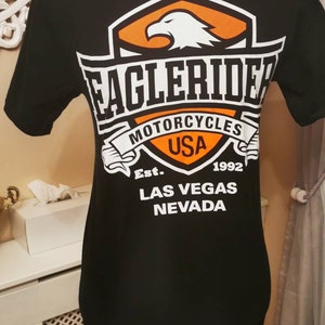 Eagle Riders vintage motorcycles, USA, tshirt, Las Vegas,Nevada, cotton tshirt, black printed, size S, 1992