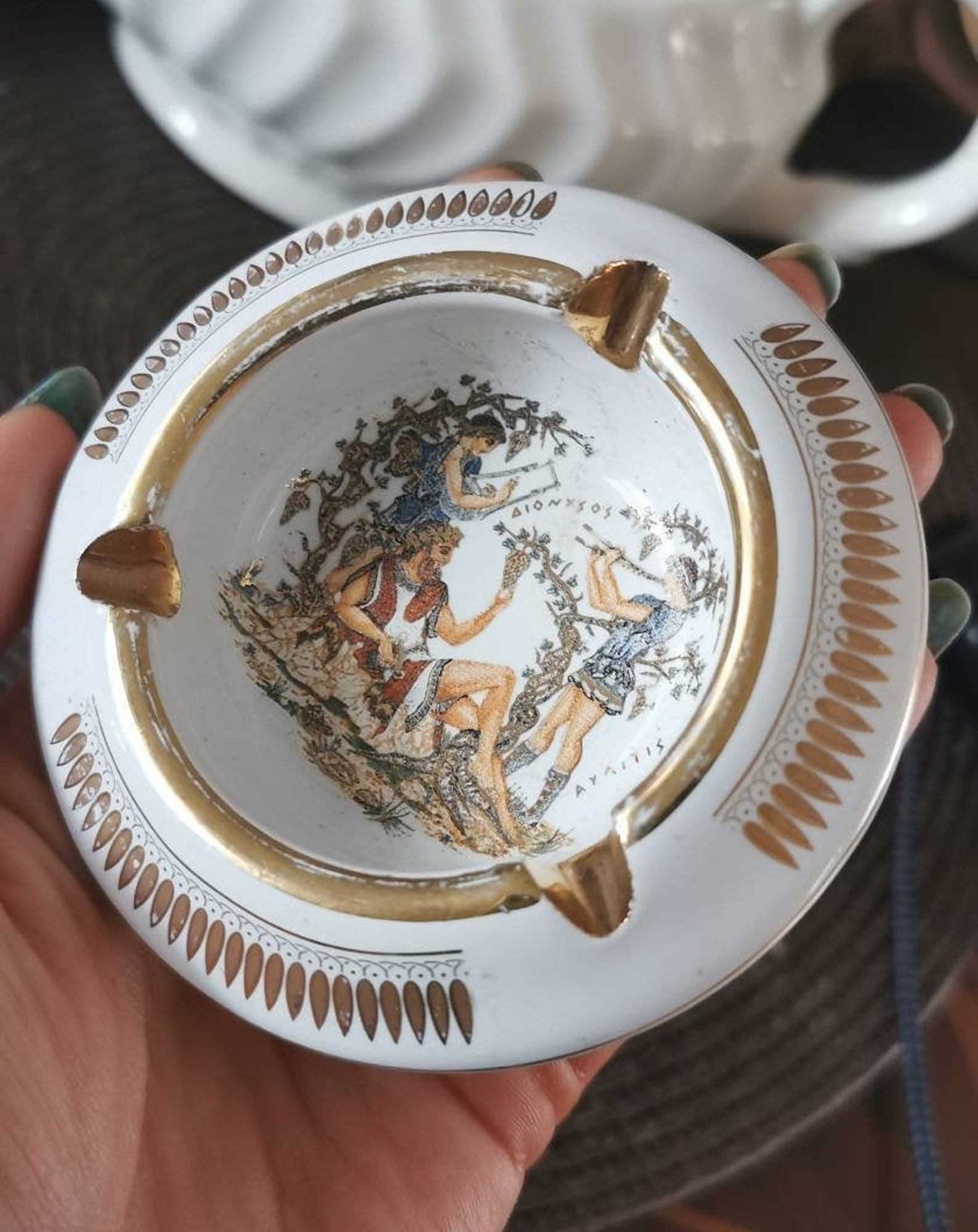 Handmade Greece 24k gold hand painted small ashtrayGreek Etsy