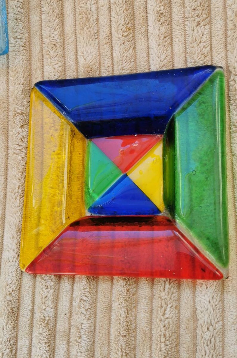 Stained Glass Tea Light Holders Pair Multicoloured Glass Etsy UK