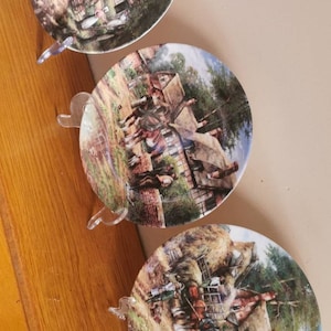 Vintage Wedgwood by Chris Howells decorative plates, 1990&#39;s,porcelain, hanging,signed by an artist,home decor,country style, collectables