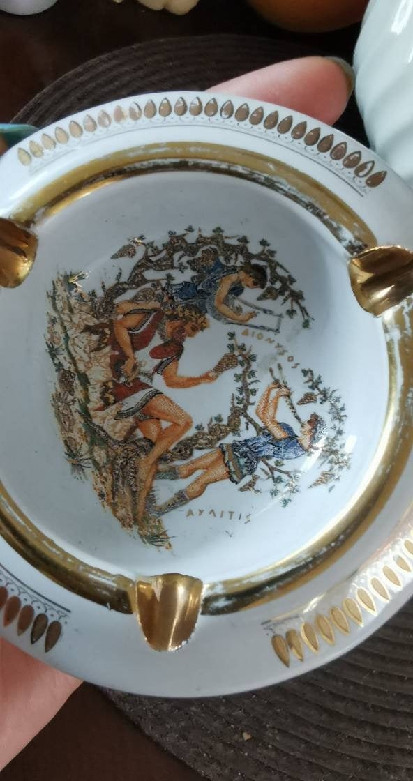 Handmade Greece 24k gold hand painted small ashtrayGreek Etsy