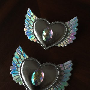 Hair clips,set of two,handmade,heaven love,futuristic,shiny,unusual,hair accesories, gift ideas
