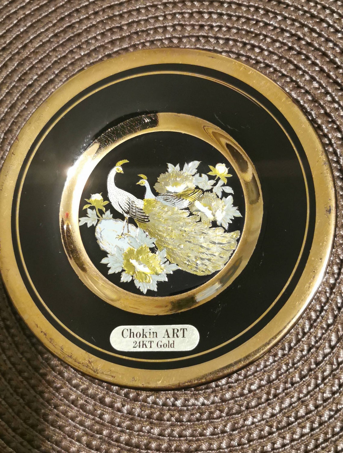 Vintage Chokin Art, 24k Hand Painted, Small Decorative Plate, Made in