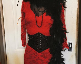 Vampire Halloween costume, dress up, flapper style, sexy, elegant, blood red