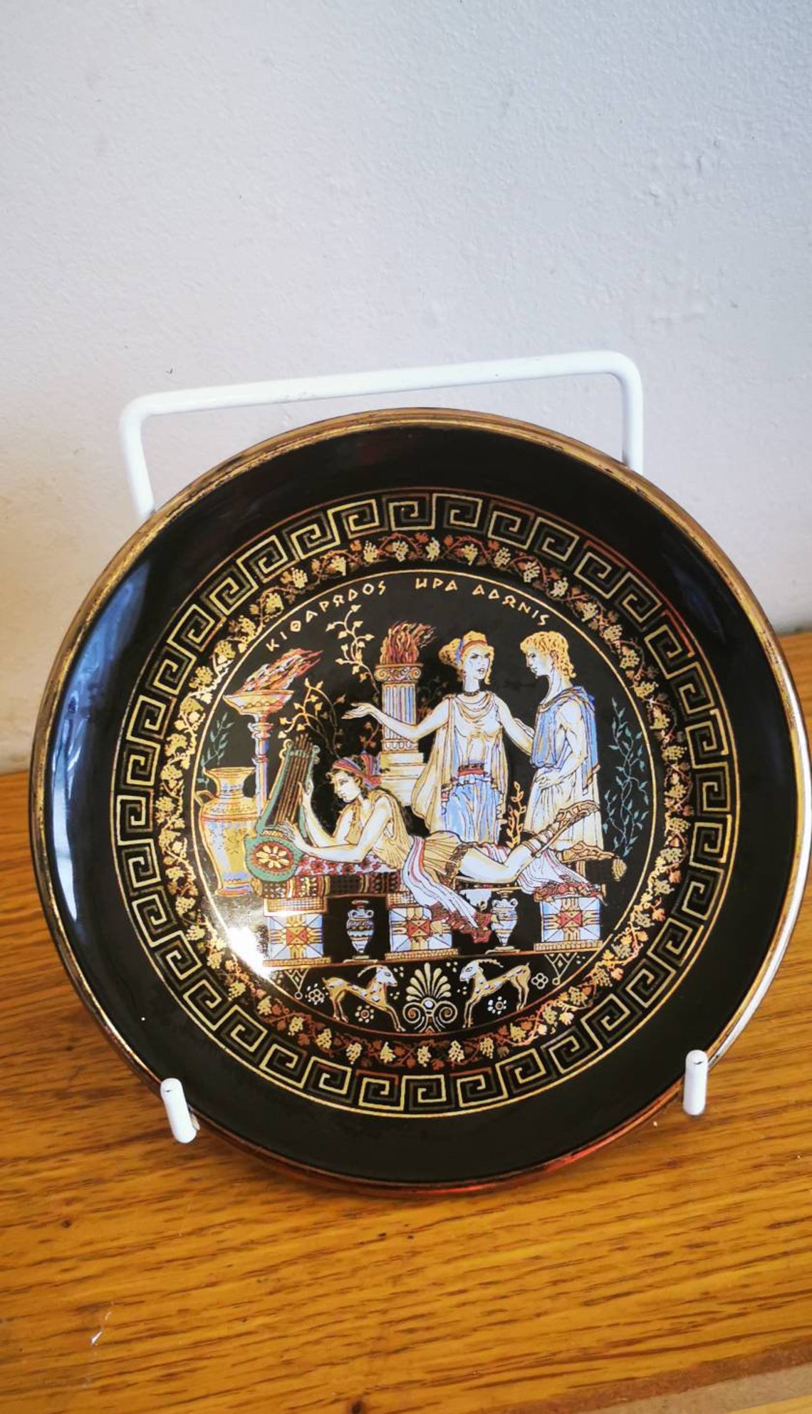 Handmade Greece 24k gold painted ceramic plate collectable Etsy