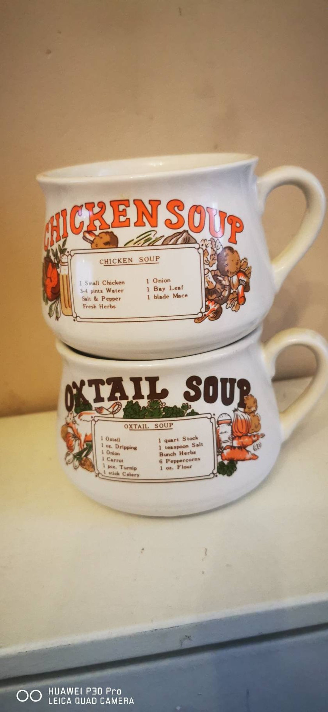 Vintage Soup Mug 1970's Oxtail Soup Mug Chicken Soup Etsy
