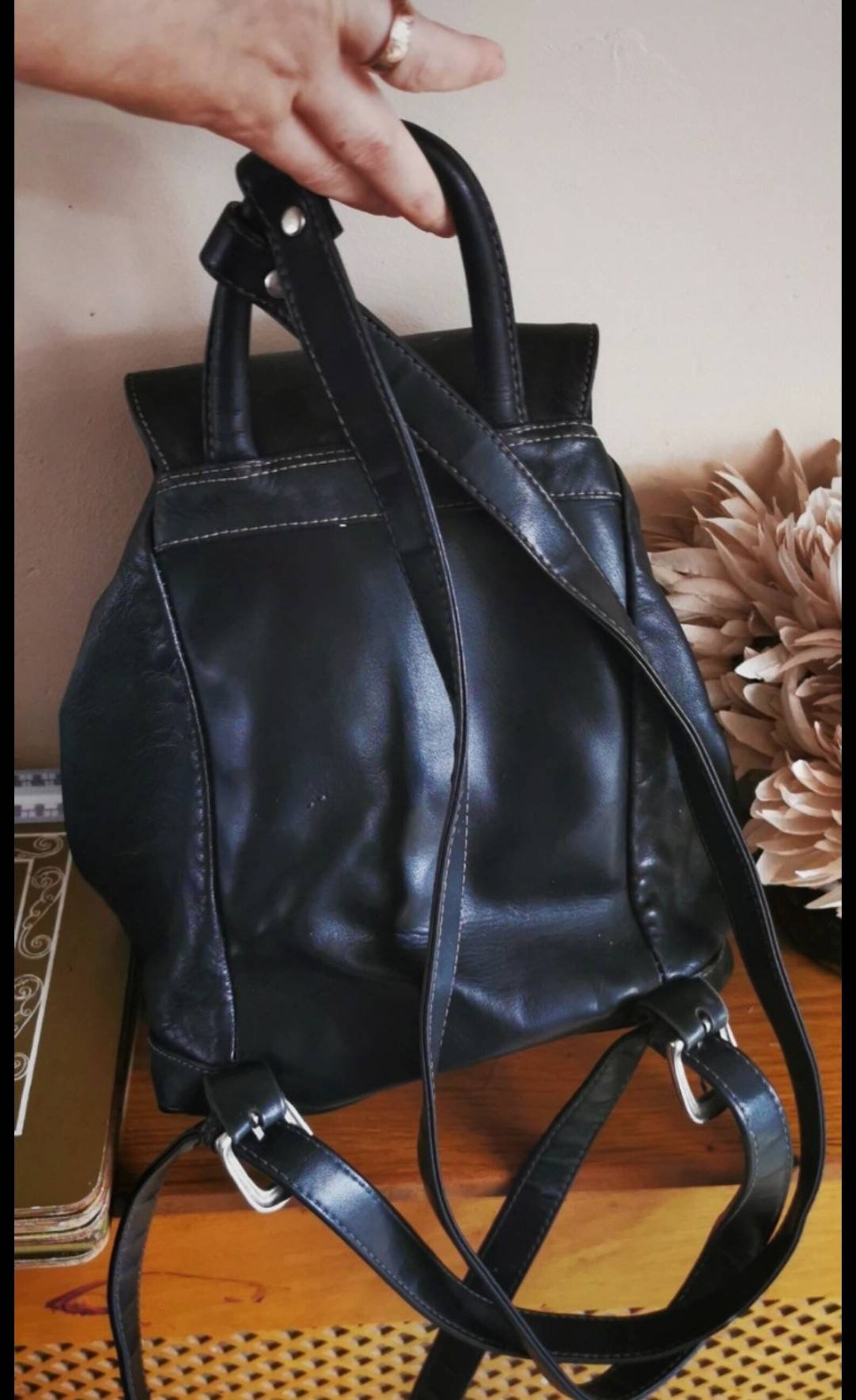 Vintage FIORELLI genuine leather backpack 1990's retro Etsy