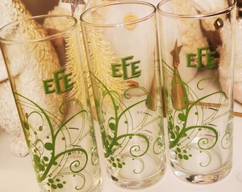 Efe Raki Classic green Greek Raki drinking glasses x3