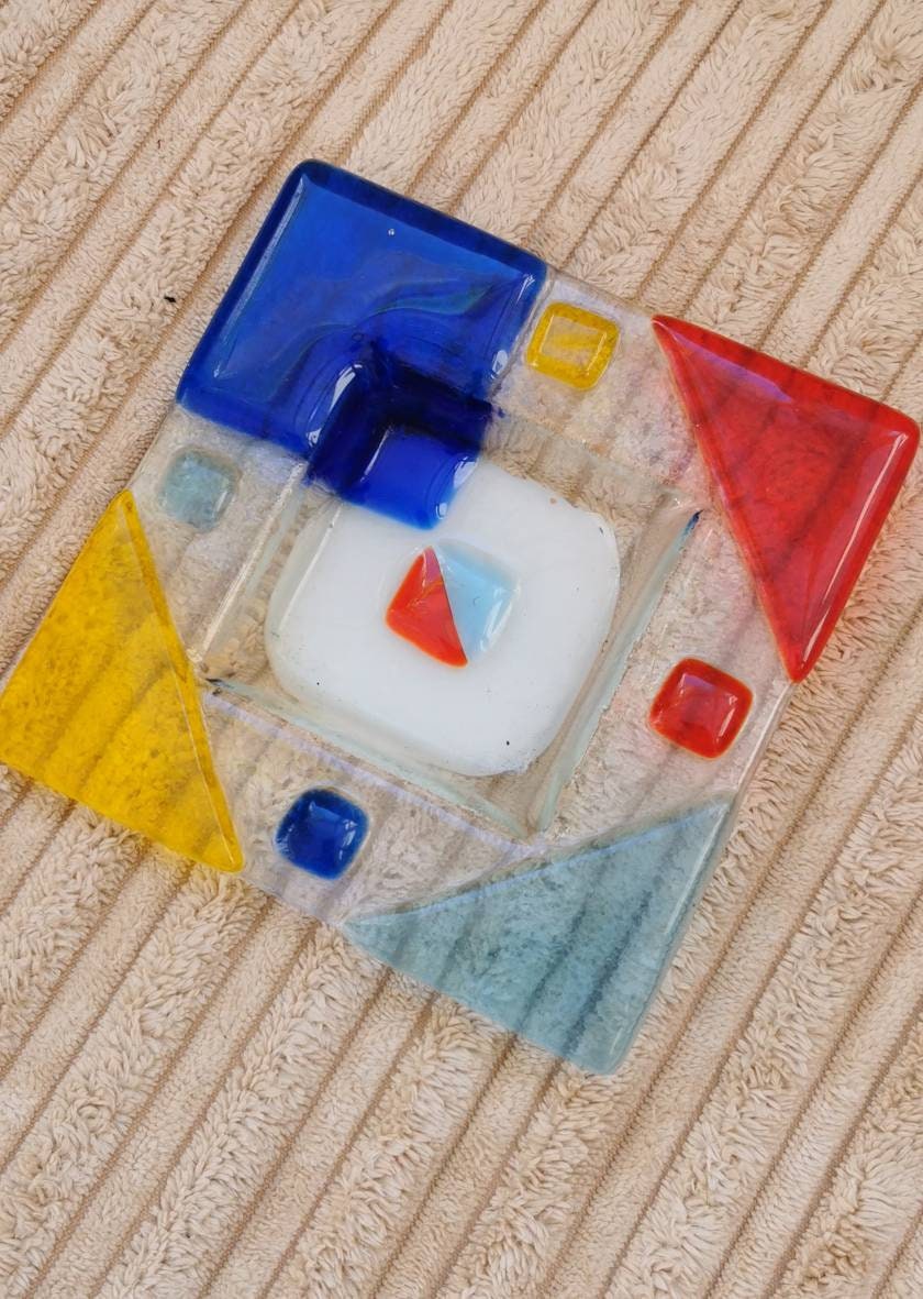 Stained Glass Tea Light Holders Pair Multicoloured Glass Etsy UK