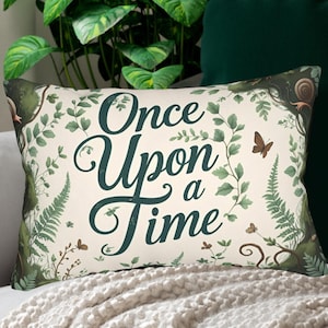 Whimsical Throw Pillow, Book Nook Decor, Storybook Cushion, Garden Fantasy Pillow, Cozy Home Accent, Unique Gift Idea, Reading Nook Cushion