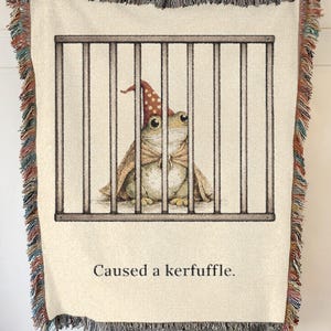 Medieval Frog Woven Blanket, Kerfuffle Frog Cotton Throw