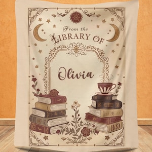 Personalisierte Bibliothek Samt Plüschdecke, Individuelles Geschenk für Buchliebhaber