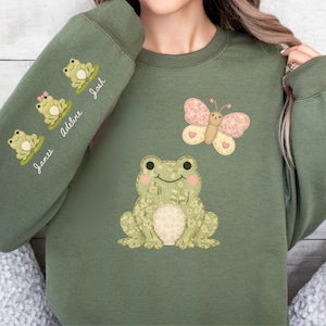 Frog Faux Quilt Patchwork Sweatshirt, Grandmacore Mothers Day Gift