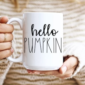 Thanksgiving mug, Hello Pumpkin, Fall Apparel, Pumpkin Spice Mug, RAE DUNN Inspired Pumpkin Coffee Mug, Tiered Tray Pumpkin Mug