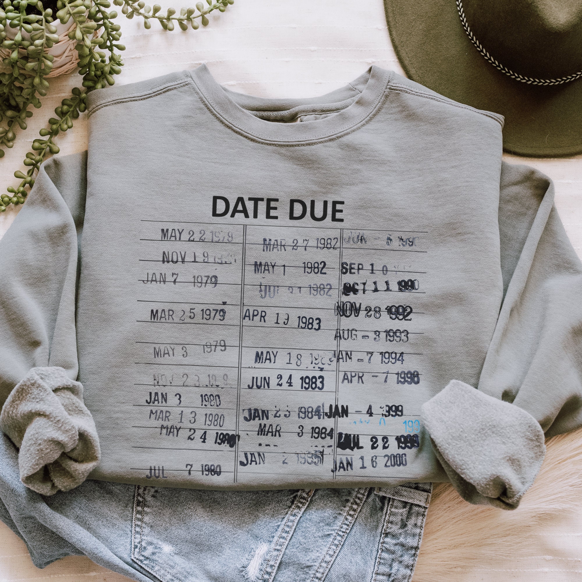 Long Sleeve [Out of Print] Library Stamp Sweatshirt (Grey) (Womens) Bookish Library Stamp Shirt, Library Stamp, Bookish Gifts