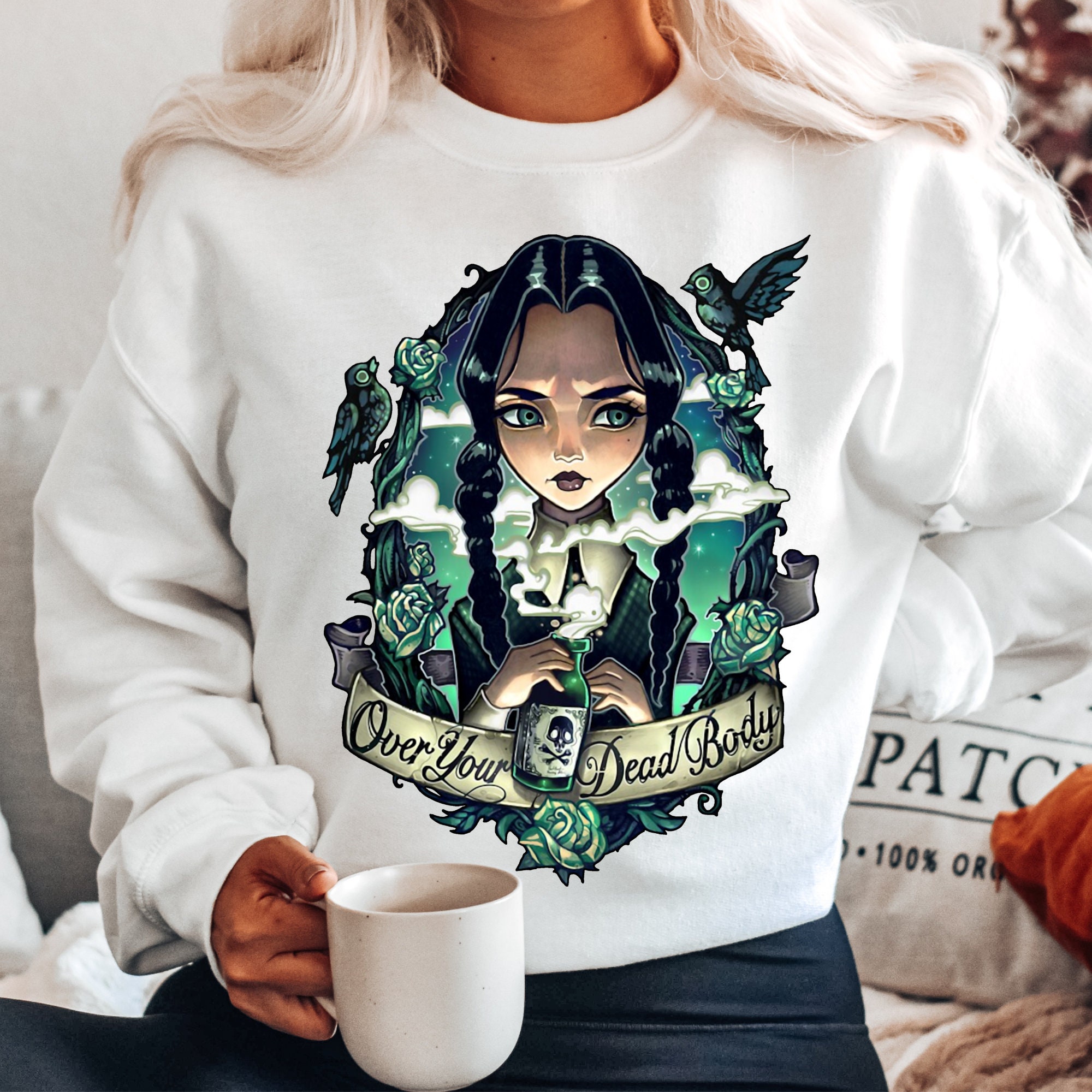 Discover Wednesday Addams, Halloween Sweatshirt, Funny Halloween Shirt, Women's Halloween Shirt, Spooky Goth Sweatshirt