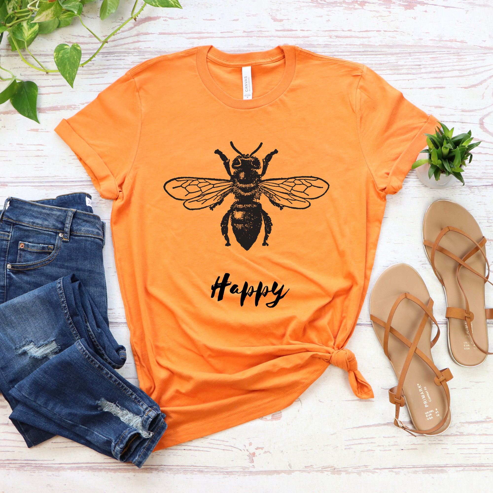 Bee Happy Graphic T-shirt: Soft Cotton Bee Lover Gift - Etsy